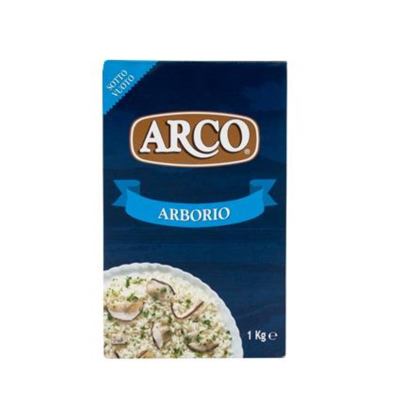 Premium ARCO Arborio rice 1KG, ideal for creamy risottos and casseroles, sourced from Italy for authentic flavors.