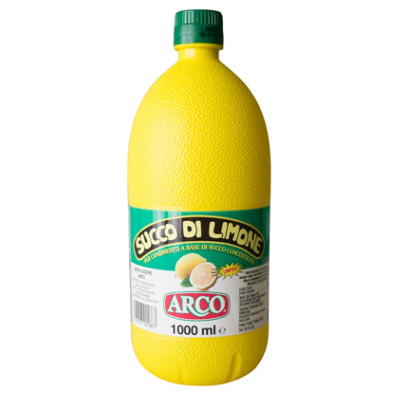 Premium Italian Juice Lemon - ARCO in a 1L bottle, perfect for enhancing fish, salads, cocktails, and more.