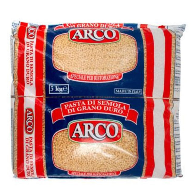 5KG pack of ARCO Couscous Pearl, premium Israeli-style couscous with a chewy texture, perfect for salads and hearty dishes.