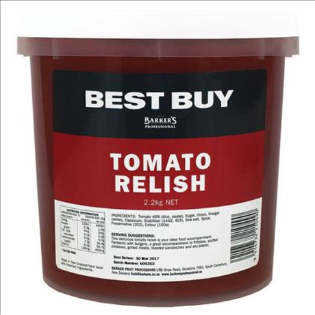 Premium 2.2KG tomato relish made from ripe tomatoes and onions, perfect for enhancing various dishes.