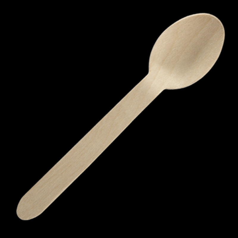 Spoon Wooden 16cm Birch (160x28mm) - Biopak - 100PC