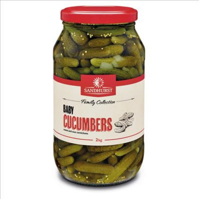 Fresh Sandhurst Baby Cucumbers in a 1.9KG pack, perfect for salads, pickling, and snacking with sweet and tangy flavor.