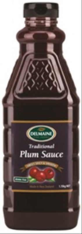 Delmaine Sauce Plum - 1.15KG jar of rich, tangy plum sauce, perfect for meats, desserts, and gourmet dishes. Gluten-free, no preservatives.