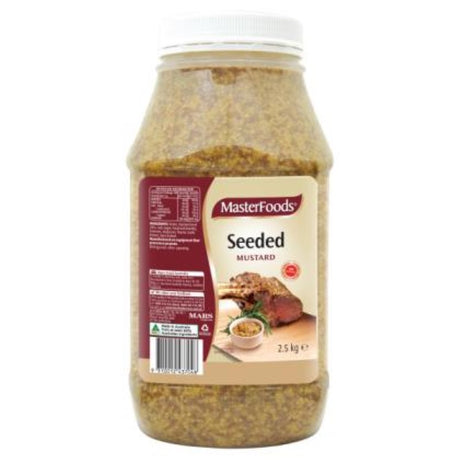 Wholegrain mustard seeds in a 2.5KG jar, adding robust flavor and versatility to your culinary creations.