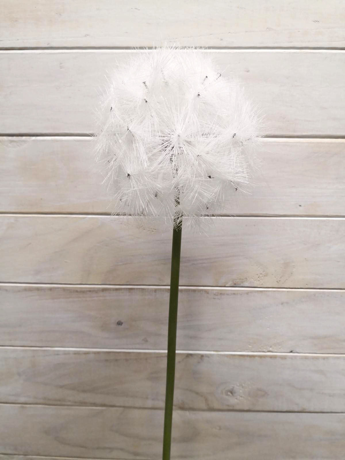 Realistic artificial dandelion featuring a lush green stem, standing 67 cm tall, perfect for home decor and events.