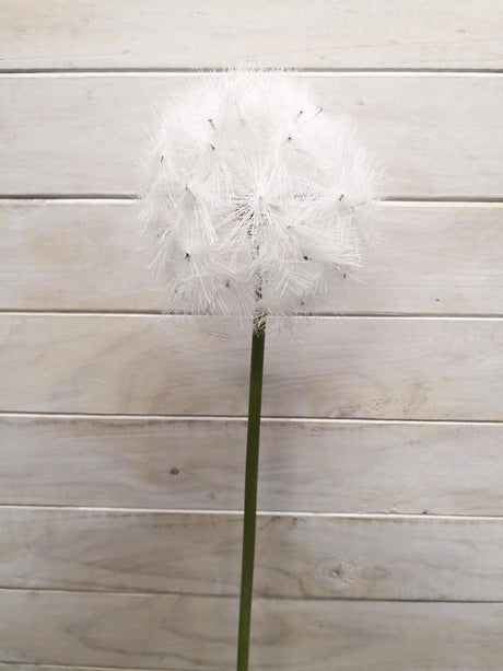 Realistic artificial dandelion featuring a lush green stem, standing 67 cm tall, perfect for home decor and events.