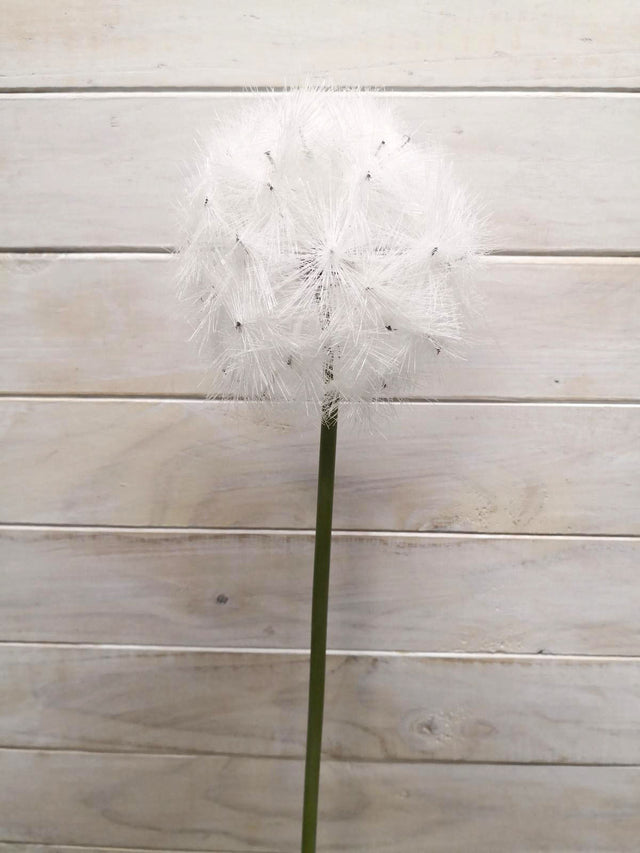 Realistic artificial dandelion featuring a lush green stem, standing 67 cm tall, perfect for home decor and events.