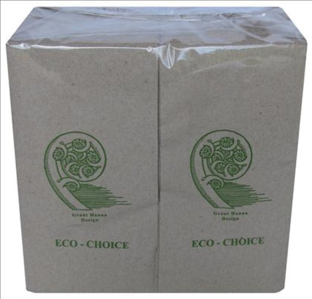 Eco-friendly 1-ply natural dinner serviettes with 8 folds, pack of 200, ideal for elegant dining and sustainable choices.