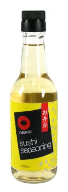 Obento Vinegar Sushi Seasoning in a 250ML bottle, enhancing sushi rice with a sweet and tangy flavor.