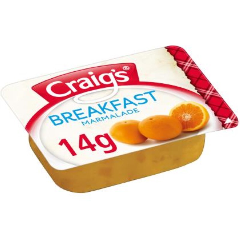 Marmalade PCU - Craig's TRAY75 offers thick, citrusy goodness in 14g portions, perfect for toast and pastries at any meal.