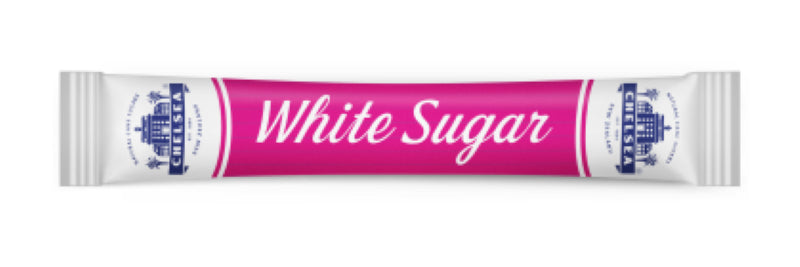 Chelsea White Sugar Sticks in a pack of 2000, offering convenient, portion-controlled sweetness for hot beverages.