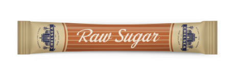 Chelsea Raw Sugar Sticks, 3g each, natural sweetener from New Zealand for enhancing beverages and desserts.