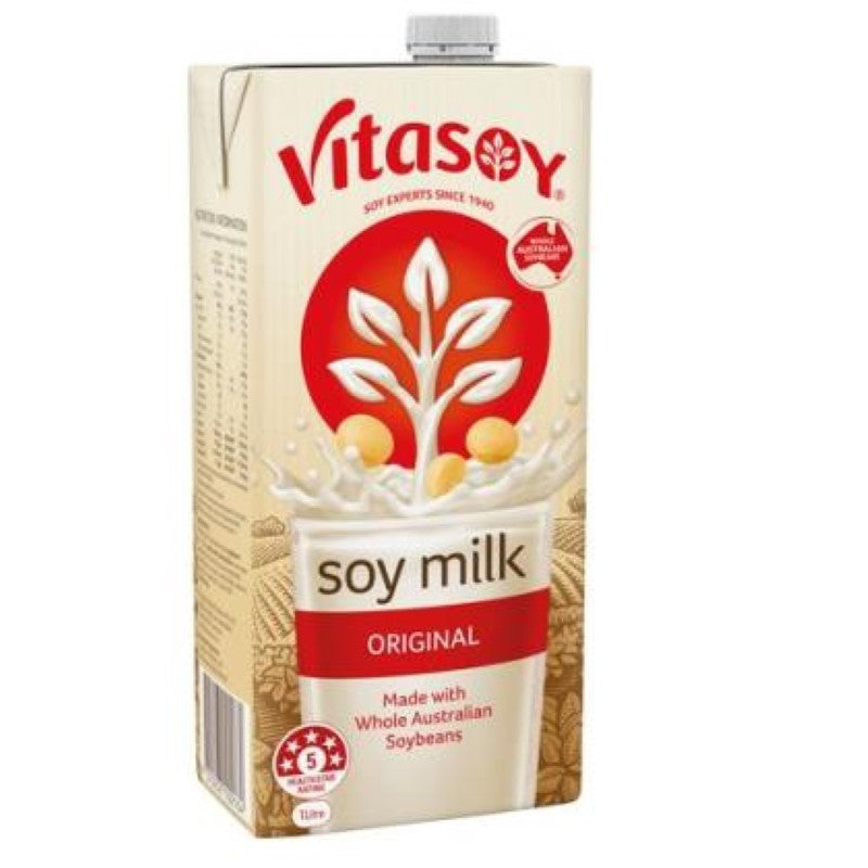 Vitasoy Milk Soy Creamy Original 1L carton, featuring rich soy flavor, non-GMO ingredients, and no artificial additives.