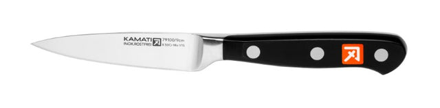 Classic Kamati 9cm paring knife with ergonomic handle, stainless steel blade for precise peeling and slicing in the kitchen.