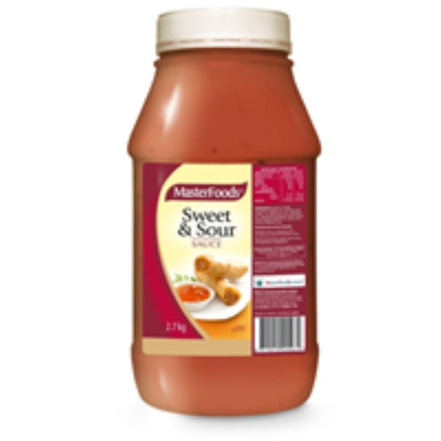 MasterFoods Sweet & Sour Sauce 2.7KG bottle, perfect for stir-frying, marinating, and adding flavor to meals.