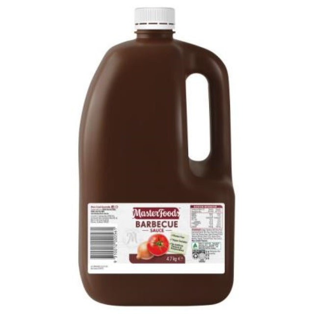 MasterFoods 4.7KG Barbeque Sauce bottle, ideal for marinating, basting, and dipping grilled meats.