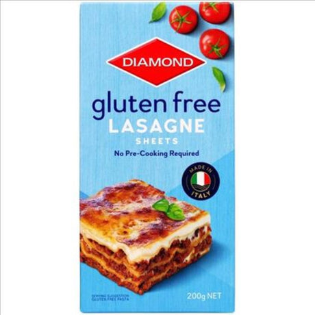 Gluten-free lasagne sheets from Diamond, 200G, crafted in Italy for delicious Italian meals without gluten.