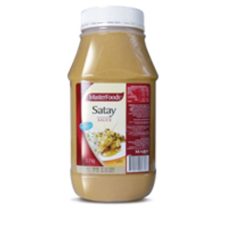 A 2.7KG bottle of MasterFoods Sauce Satay, perfect for enhancing dishes with authentic Southeast Asian flavors.