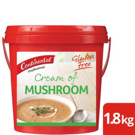 Gluten-free Cream of Mushroom Soup by Continental, made with real Australian mushrooms, 1.8kg pack for versatile cooking.