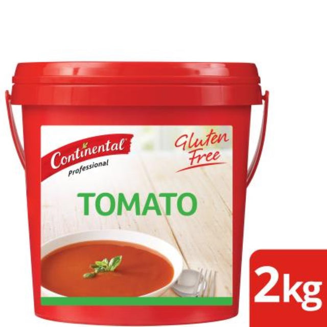 Gluten-free tomato soup from Continental, 2kg pack, made with real tomatoes for hearty, versatile meals.