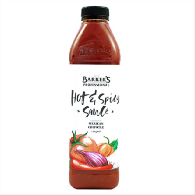 Authentic Mexican chipotle sauce with smoky heat, 1.03KG bottle by Barkers, perfect for spicing up dishes.