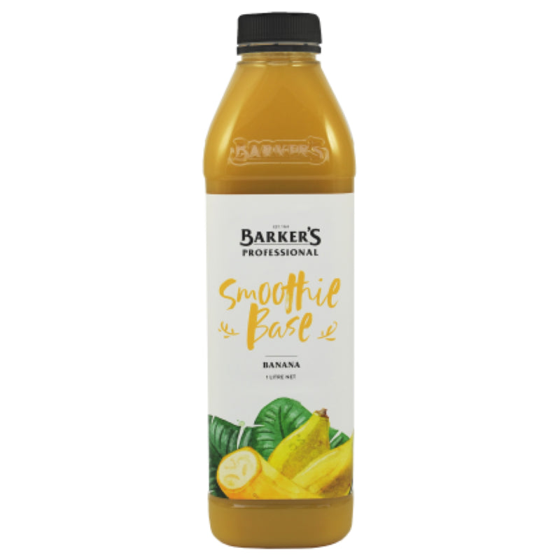 Smoothie Base Banana by Barkers in 1L, a creamy light yellow blend perfect for delicious smoothies, made in New Zealand.