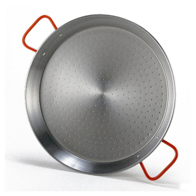 Garcima 40cm paella pan made of heavy raw steel for perfect heat conduction and authentic Spanish paella cooking.