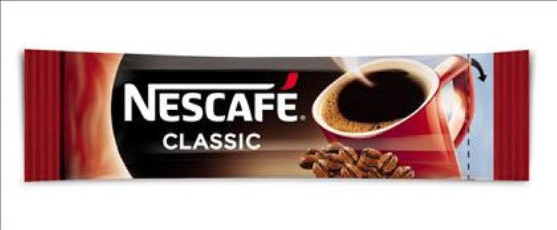 Instant coffee sticks from Nescafe, 280 sachets of medium dark roasted Robusta for rich aroma and flavor on-the-go.