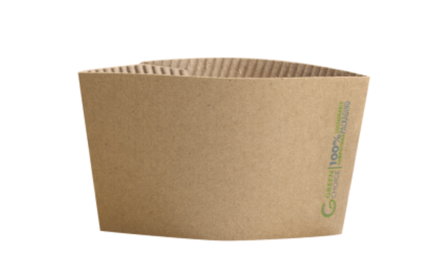 Cardboard hot cup sleeves for 12oz drinks, designed for comfort and safety; eco-friendly pack of 100 from Green Choice.