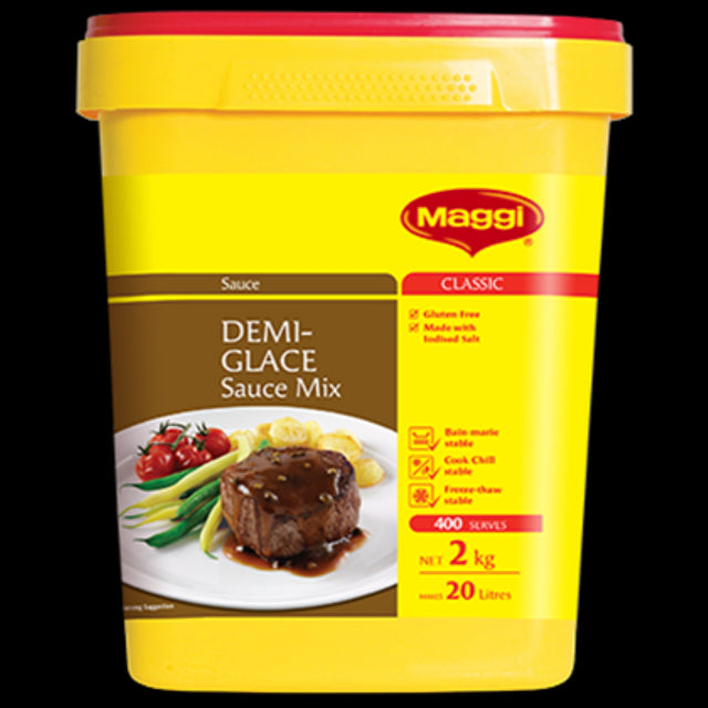 MAGGI CLASSIC Demi-Glace Sauce Mix 2KG pack for rich, gluten-free brown sauces, perfect for gourmet and everyday cooking.