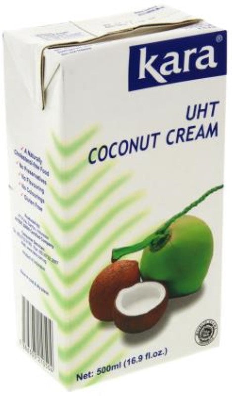 Rich and creamy Kara Coconut Cream in a 1L pack, made from 100% natural coconuts for flavorful cooking and baking.