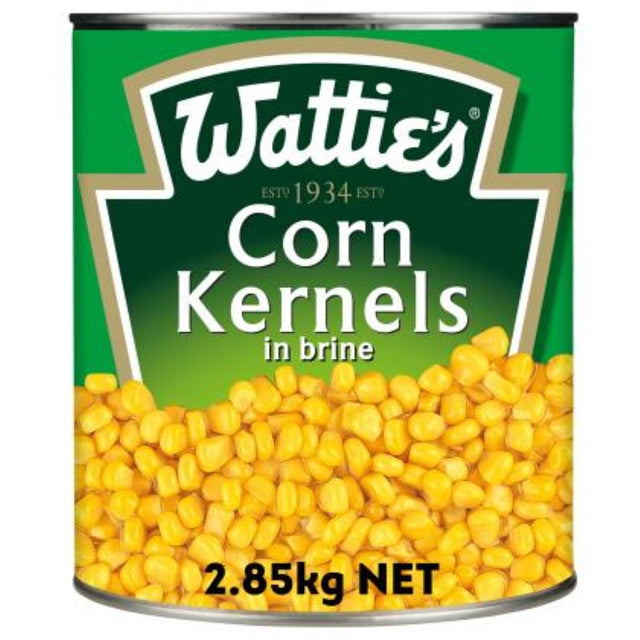 Canned Wattie's Whole Kernel Corn in a 3KG pack, perfect for enhancing salads, soups, and various dishes with vibrant flavor.