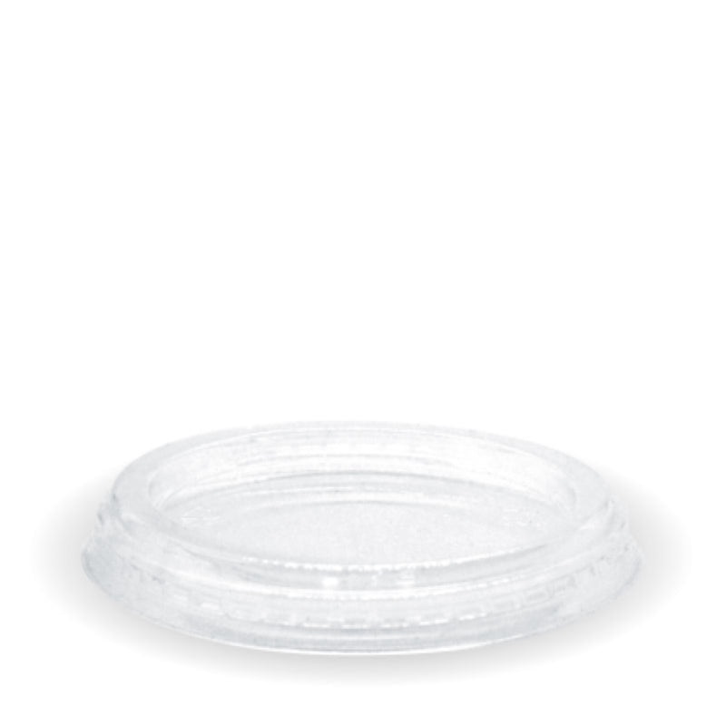 Eco-friendly flat lids for 60-280ml containers, made of bioplastic, perfect for takeout and reducing plastic waste.
