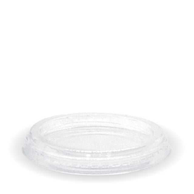 Eco-friendly flat lids for 60-280ml containers, made of bioplastic, perfect for takeout and reducing plastic waste.