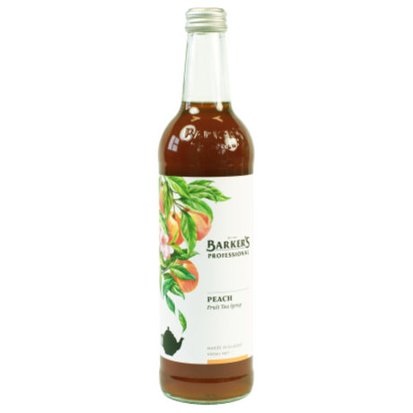 Barkers Syrup Peach Fruit Oolong Tea - 500ml bottle featuring a blend of ripe peaches and premium oolong tea.