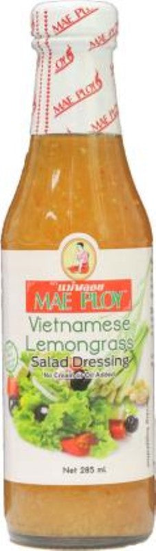 Vibrant 285ML Mae Ploy Dressing featuring zesty lemongrass, perfect for enhancing salads, marinades, and stir-fries.