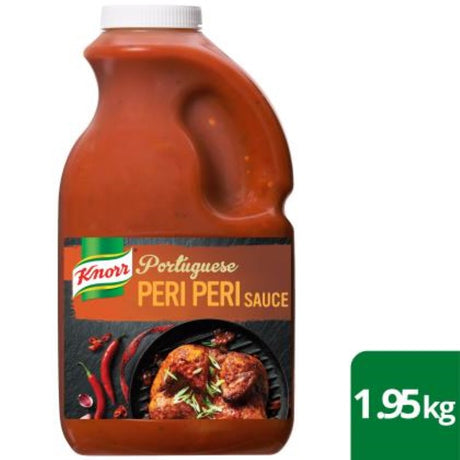 Knorr Sauce Peri Peri Gluten Free - 1.95 KG bottle showcasing vibrant ingredients for authentic Portuguese flavor.