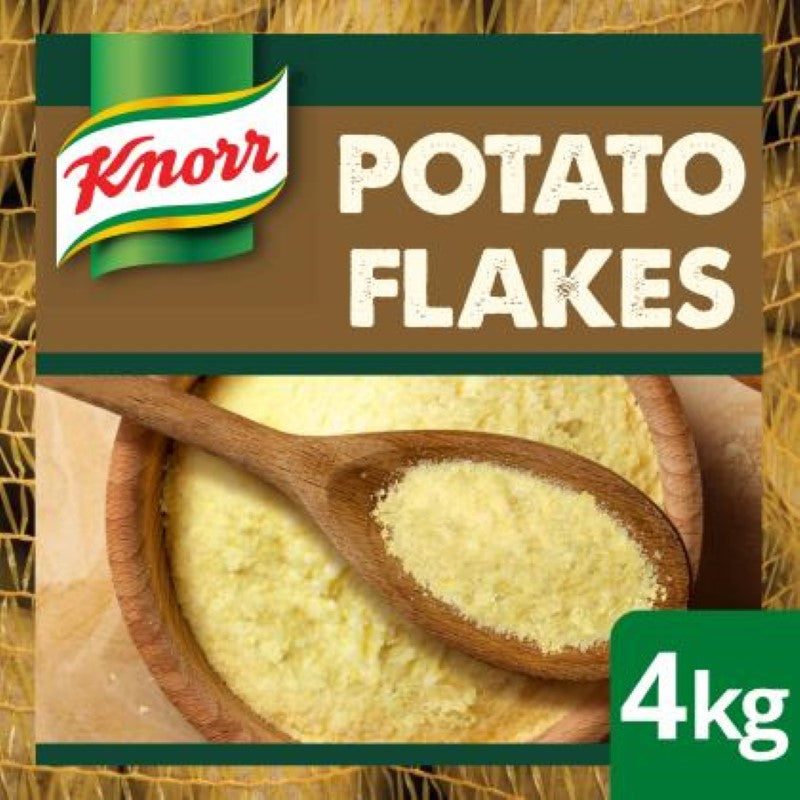 Gluten-free Knorr Potato Flakes - 4KG pack made from 99% real potatoes, perfect for creamy mash and versatile cooking.