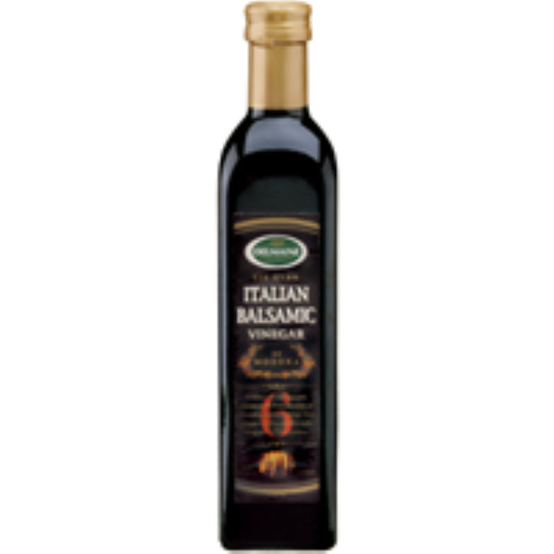 Delmaine Balsamic Vinegar 500ml, imported from Italy, enhances dishes with its rich sweetness and tanginess.