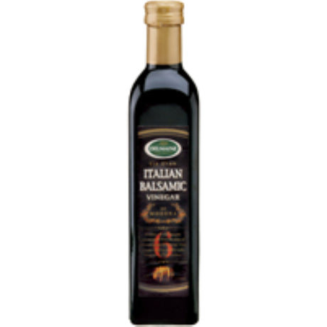 Delmaine Balsamic Vinegar 500ml, imported from Italy, enhances dishes with its rich sweetness and tanginess.