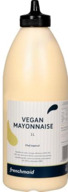 Creamy Vegan Frenchmaid Mayonnaise in a 1L jar, perfect for sandwiches, salads, and dips, crafted in New Zealand.