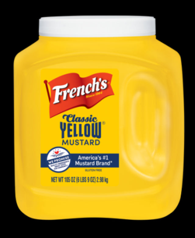 Premium 3L French's American mustard, perfect for enhancing hot dogs, burgers, and sandwiches with bold flavor.