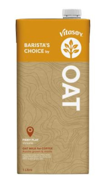 Creamy oat milk in a 1L carton, perfect for lattes and cappuccinos, made from 100% Australian-grown oats.