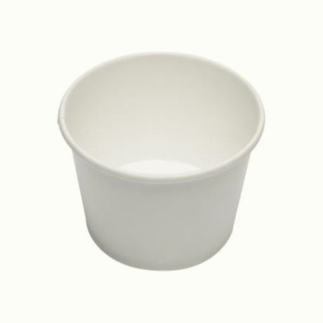 White 5oz paper ice cream cups by Bonson, eco-friendly and perfect for serving treats at parties, pack of 50 pieces.