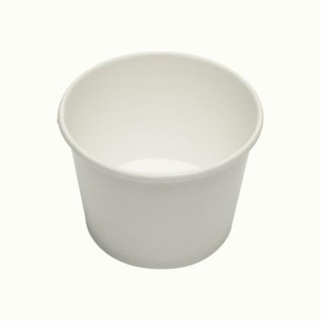 White 5oz paper ice cream cups by Bonson, eco-friendly and perfect for serving treats at parties, pack of 50 pieces.