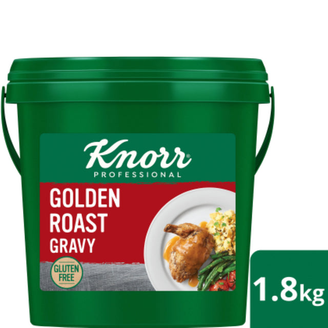 Knorr Gluten-Free Golden Roast Gravy Mix, 1.8KG pack, perfect for enhancing meat-free and white meat dishes.