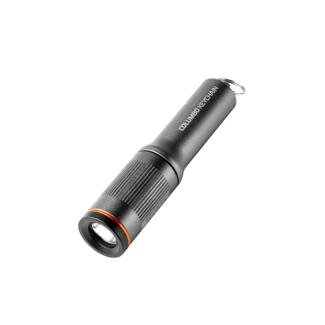 Sleek Nebo Columbo Keychain Pocket Light, durable aluminum, 100 lumen LED, waterproof, compact for easy portability.