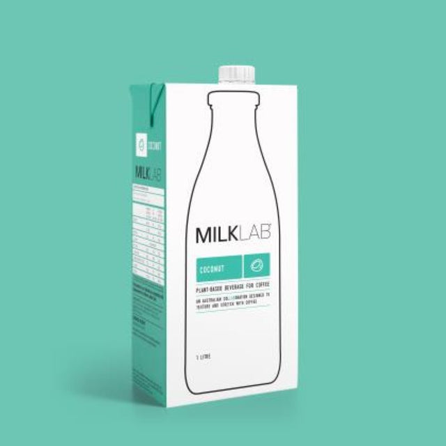 MILKLAB Coconut Milk Barista 1L, a vegan-friendly coconut milk with rich flavor, perfect for coffees and desserts.