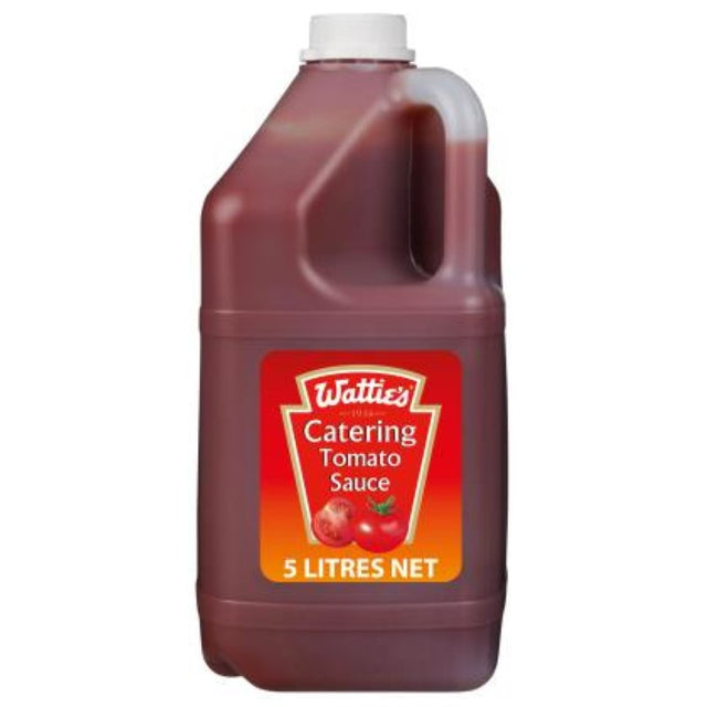 Wattie's 5L Catering Tomato Sauce, rich and tangy, perfect for cafés and restaurants, ideal for events and refills.