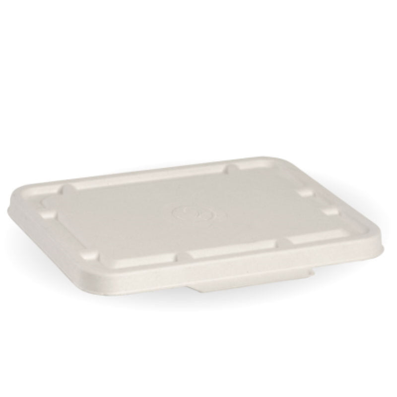 Eco-friendly white lid for 2/3 compartment Biocane Base, perfect for secure takeaway packaging; pack of 125.